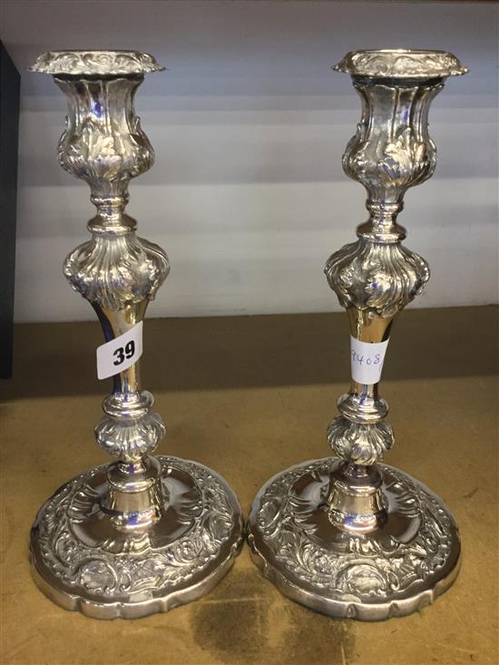 Pair of silver plated candlesticks